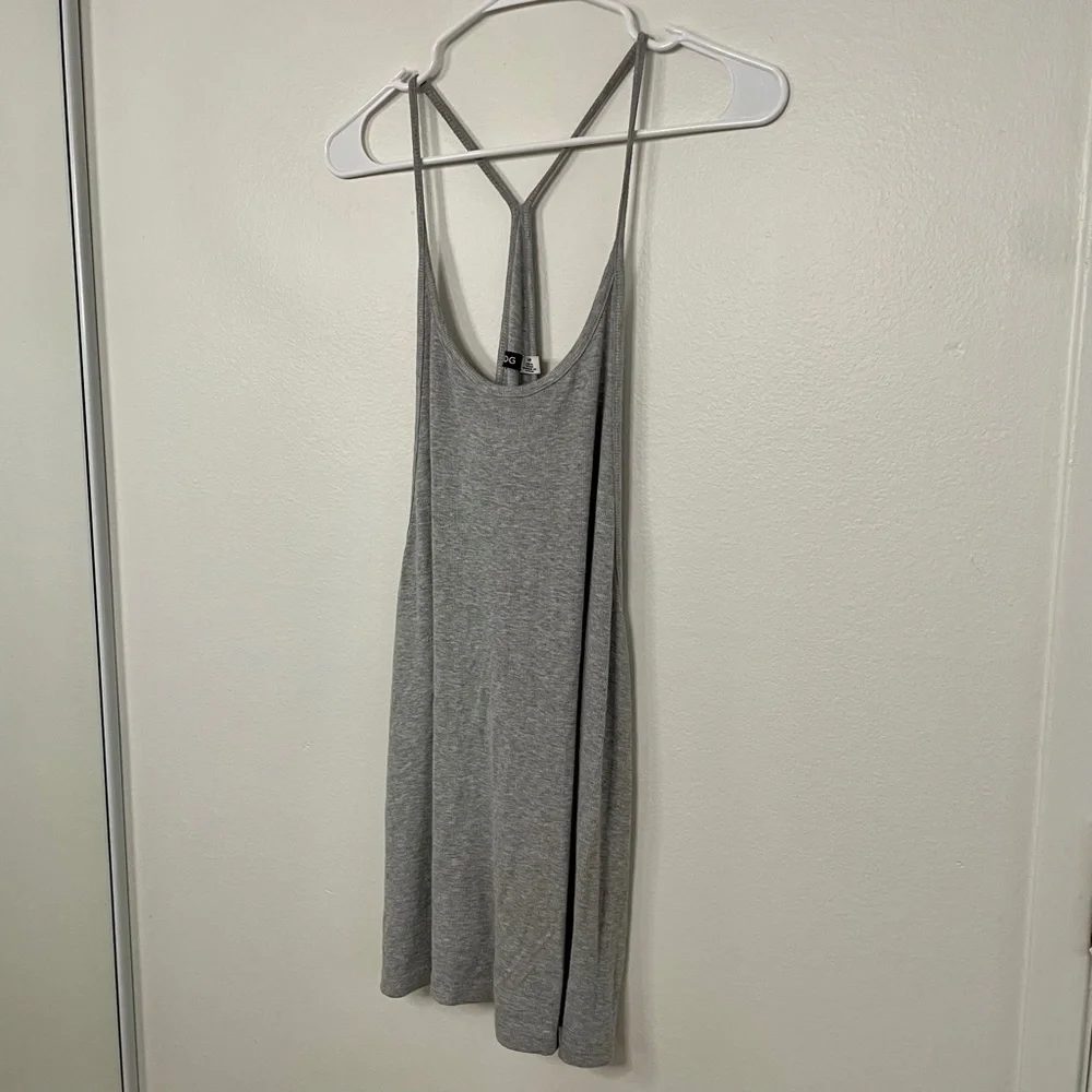 Grey Ribbed Racerback Tank Dress - Picture 4 of 15